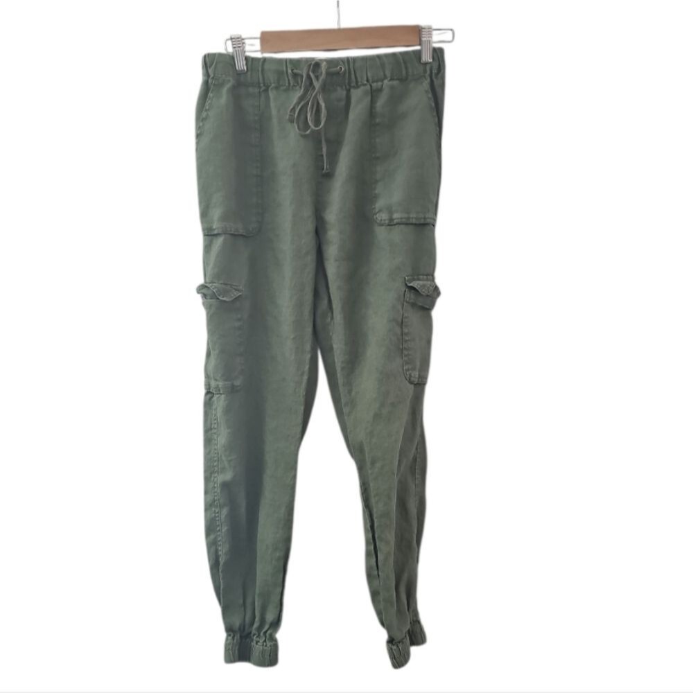 Artisan NY 100% Linen Cargo Jogger Pants Women’s S Olive Green Utility Chic